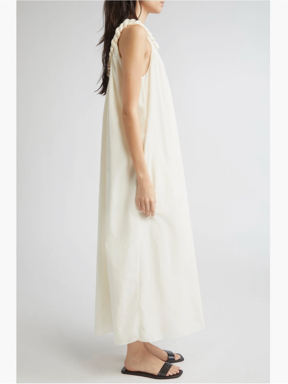 LOULOU DE SAISON Kika Gathered Cotton & Silk Voile Maxi Dress - Picture 3 of 10